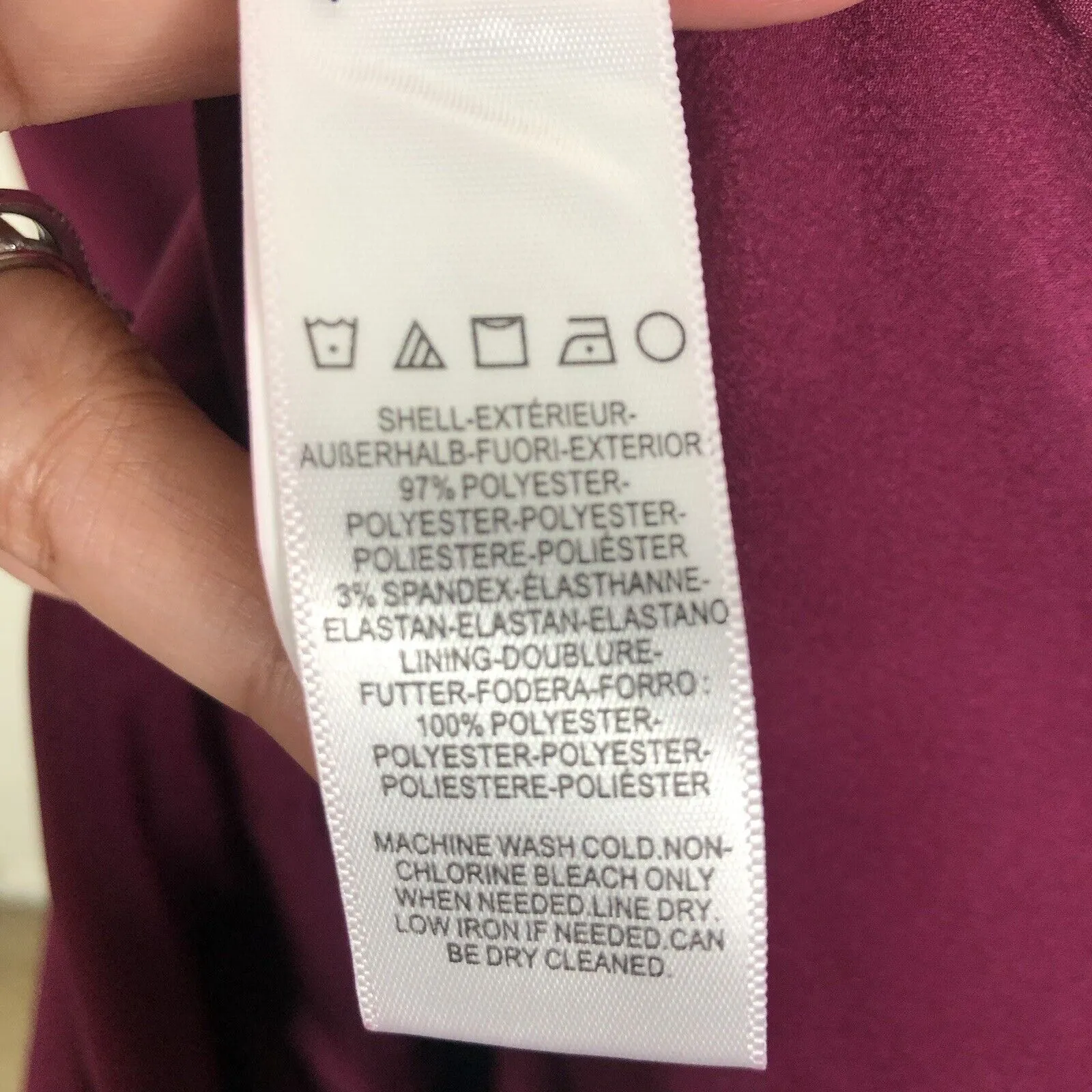 NEW Dress the Population Size XS Tiffany One-Shoulder Midi Dress Dark Magenta - Image 10