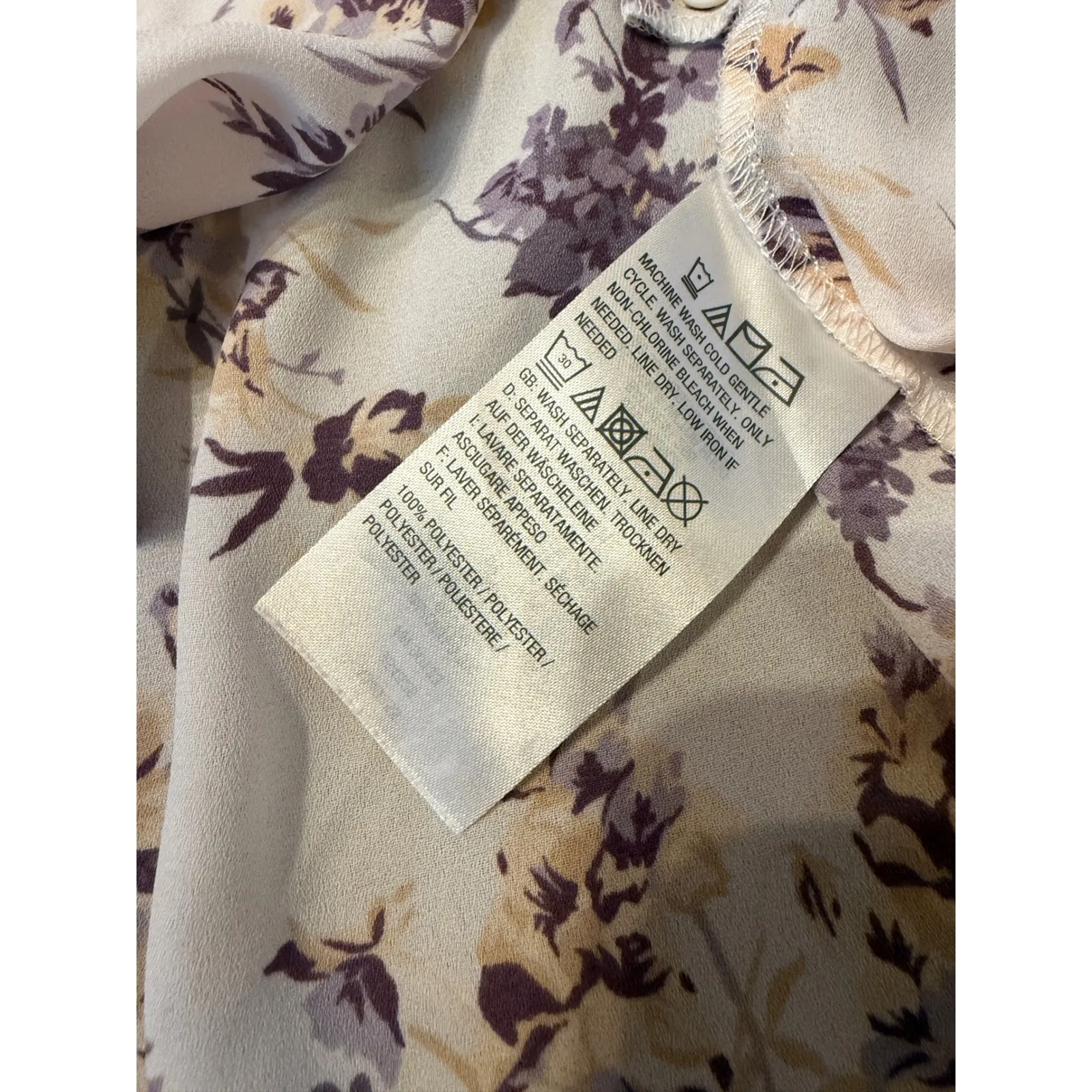 Joan Rivers Floral Chiffon Blouse Women's 1X Purple White Long Sleeve Layered - Image 4