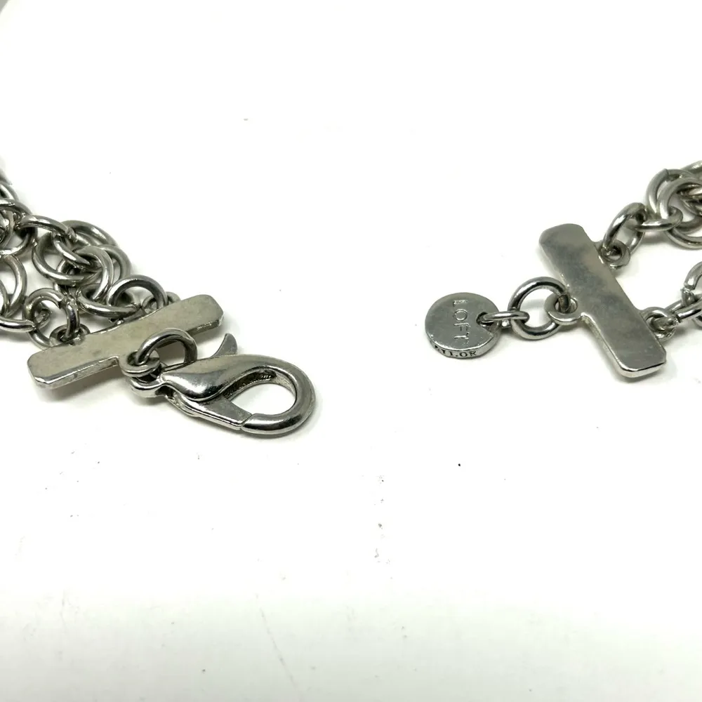 ANN TAYLOR LOFT bold double strand silvertone necklace - Image 9