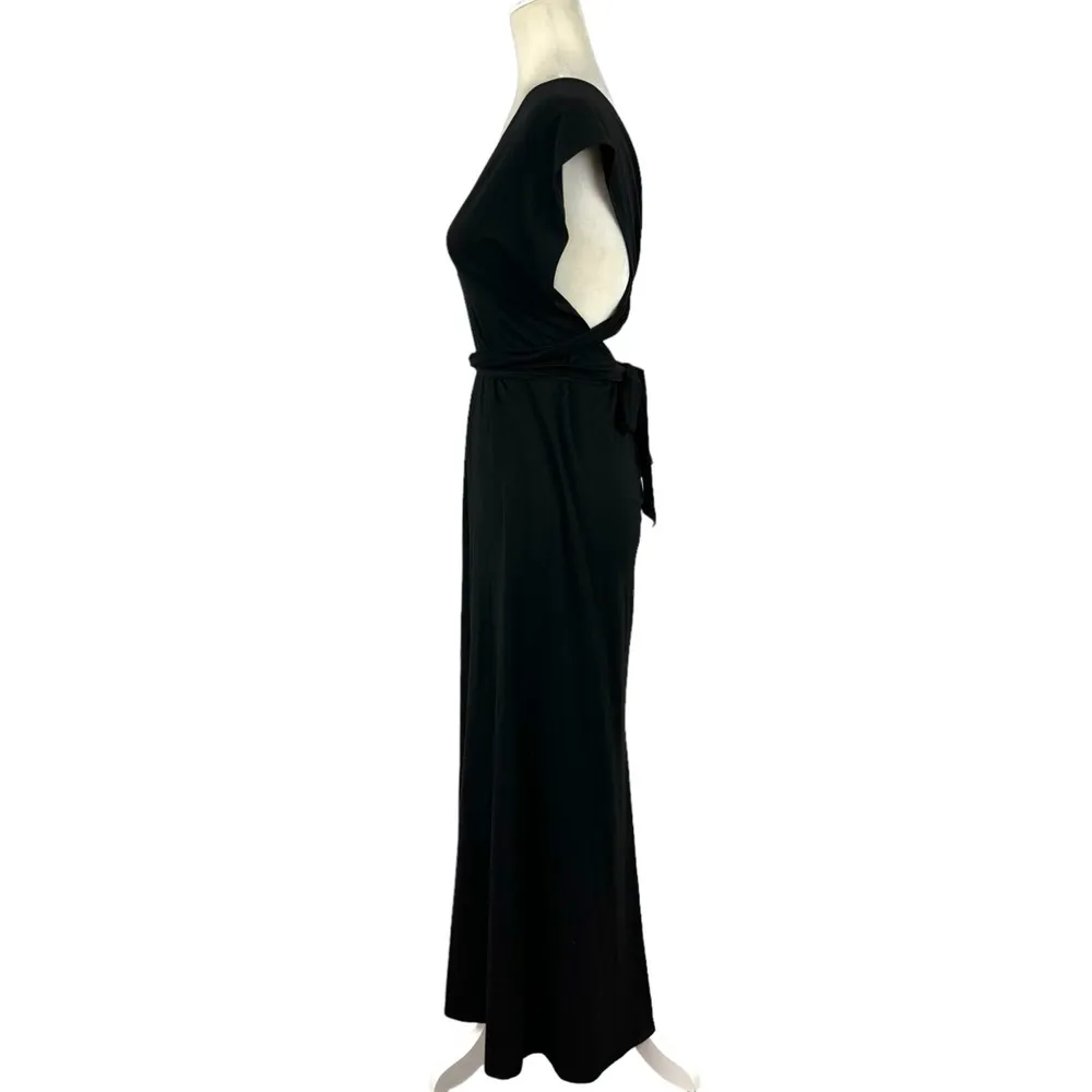 Reformation Black Convertible Wrap Multiway Halter Strap Plunge Maxi Dress XS - Image 6