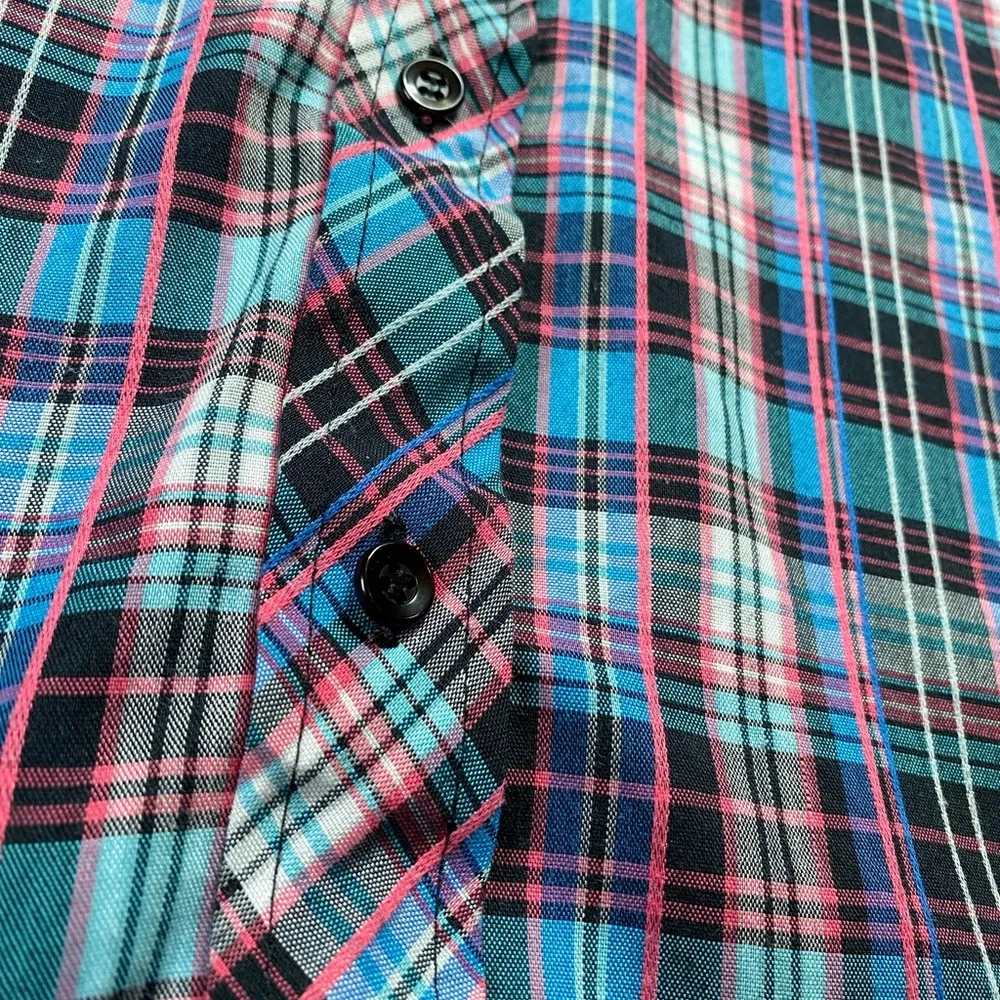 Vintage 1980s Private Line Plaid Button Down Shirt - Image 3