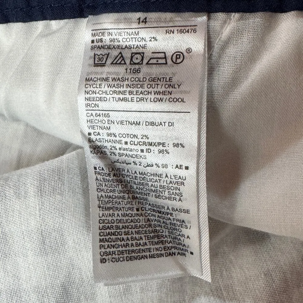 Old Navy SZ 14 Everyday Shorts Checked Stretch Mid-Rise Pockets Flat Front Blue - Image 7