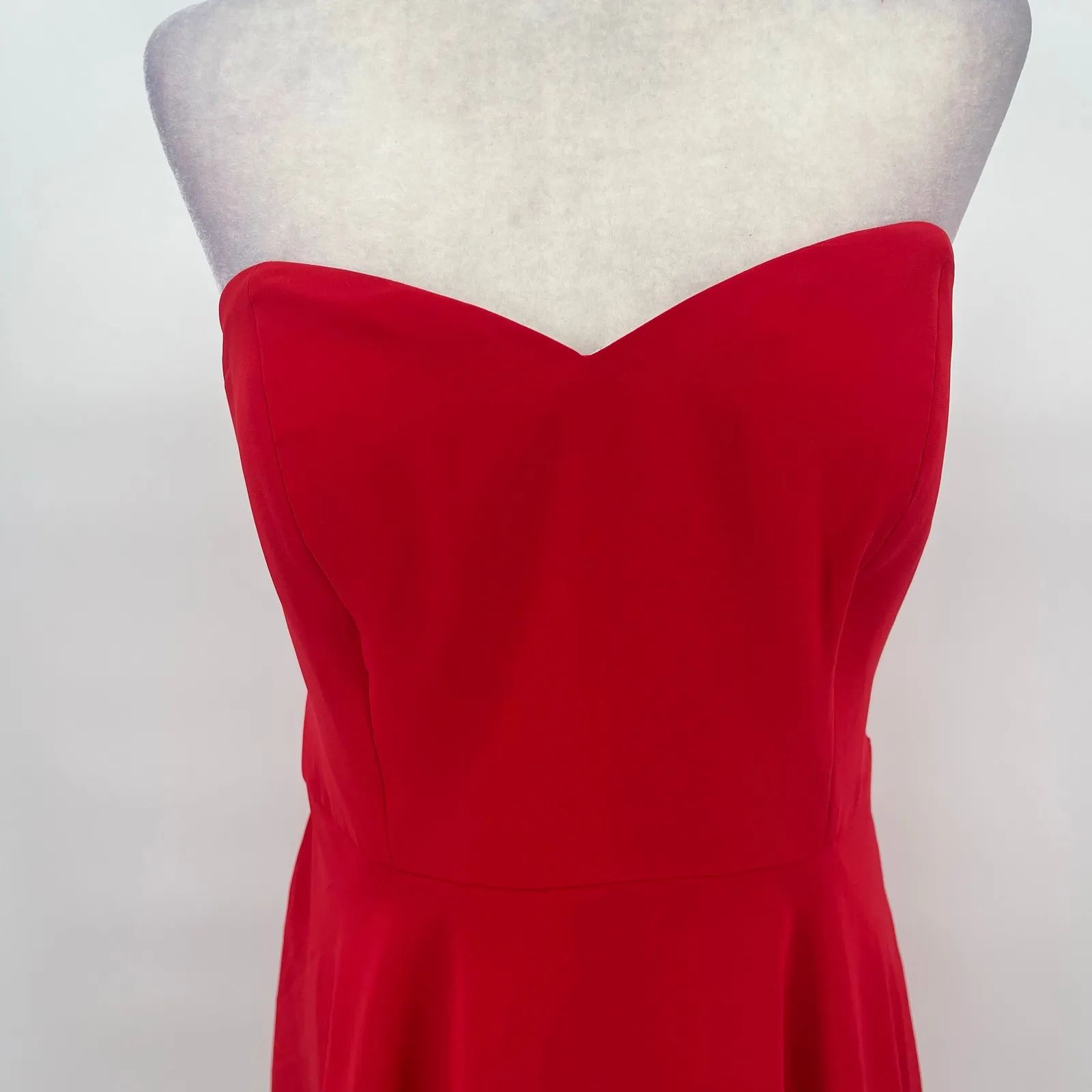 Jasmine Bridesmaid Strapless Dress Sz 14 Cherry Red Valentine's Chiffon Wedding - Image 3