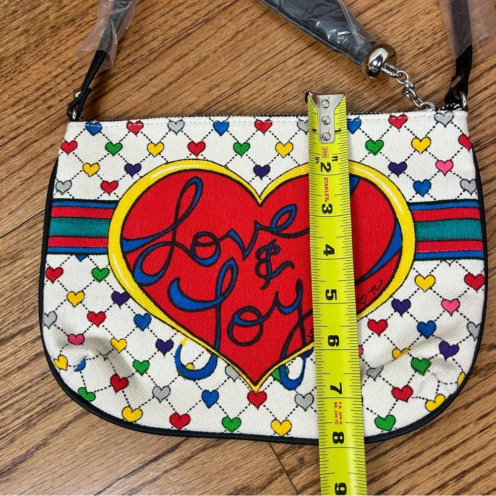 Brighton | Love & Joy Multicolor Rainbow Heart Canvas Crossbody Bag - Image 6