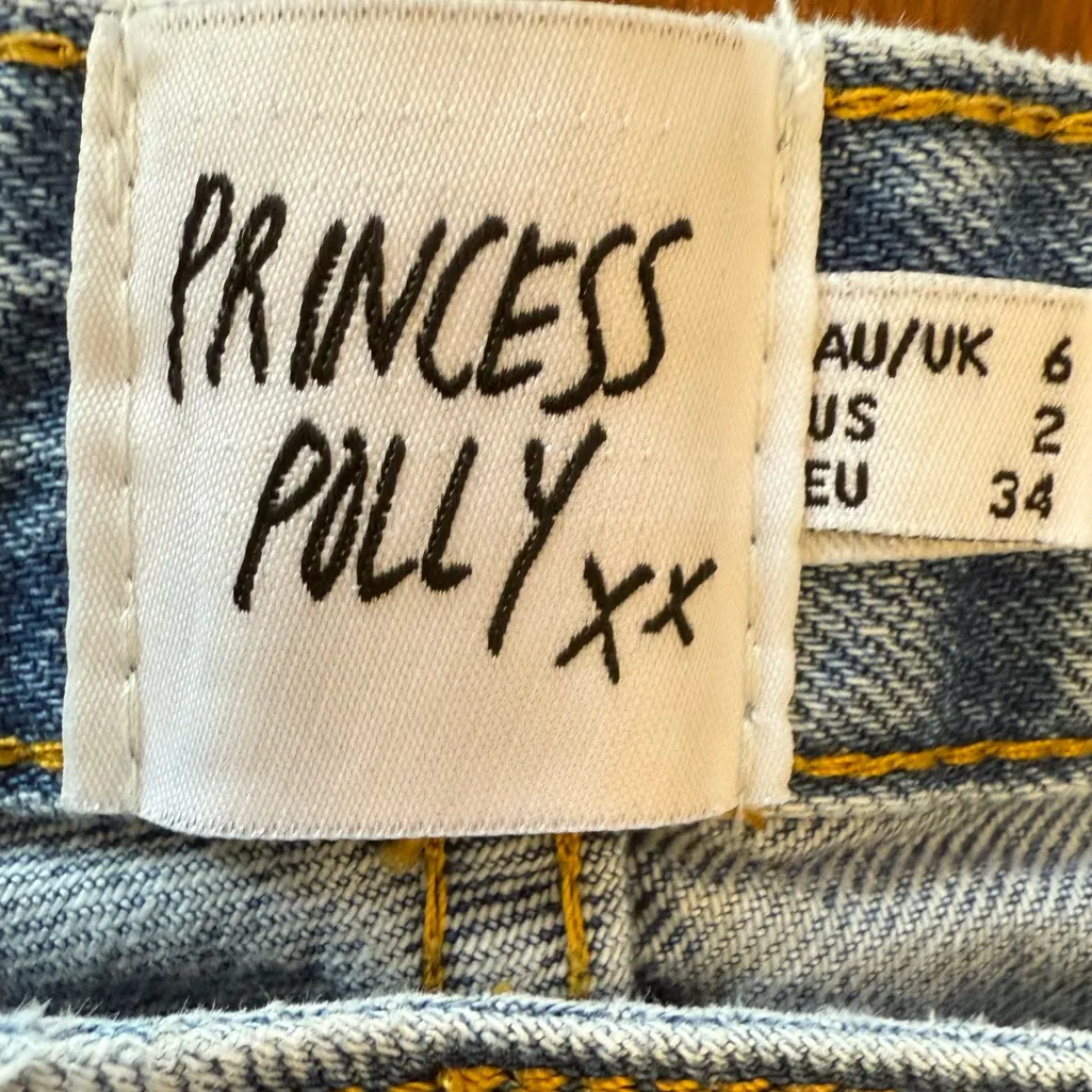 PRINCESS POLLY Holly Asymmetric Straight Leg Jean Light Wash Denim Size 2 US - Image 8