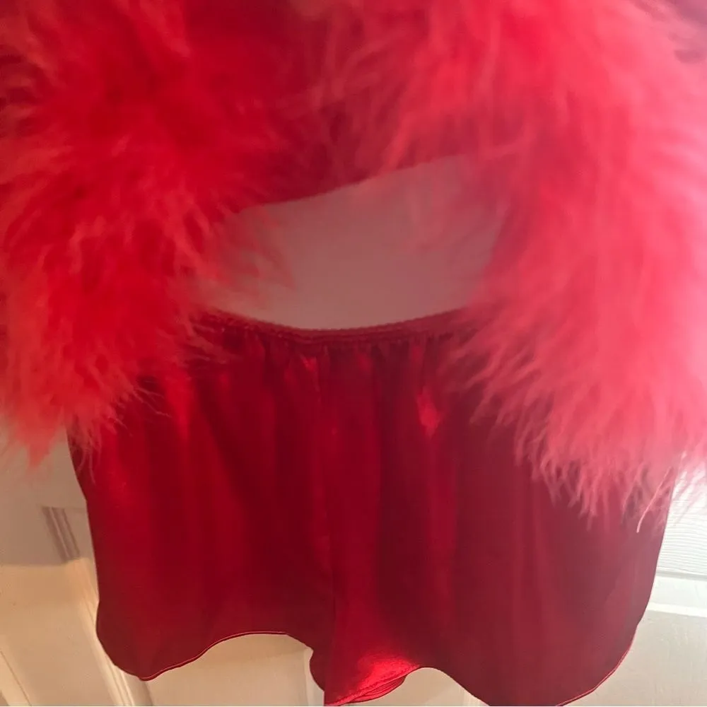 In Bloom Jonquil Nayeli Marabou Feather Trim Satin Camisole Shorts Pajamas M NWT Red Size M - Image 8
