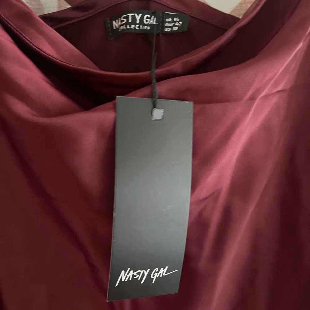 Nasty Gal Deep Red Satin Dress - Image 3