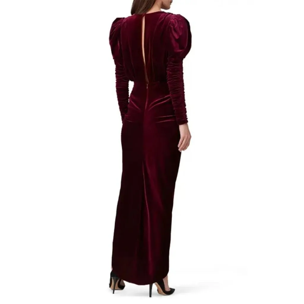 Ronny Kobo Velvet Alicia Dress Wine Purple Red Womens Size Medium - Image 4