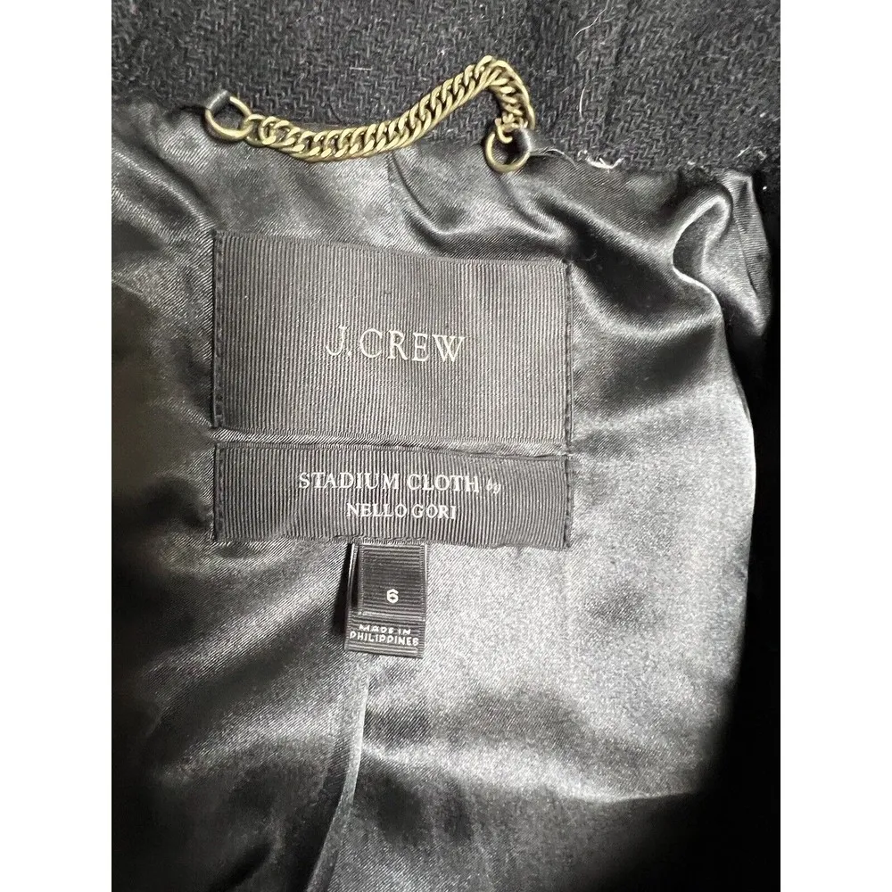 J. Crew Stadium Cloth Nello Gori Chateau Parka Wool Coat Hooded Black Women’s 6 - Image 6