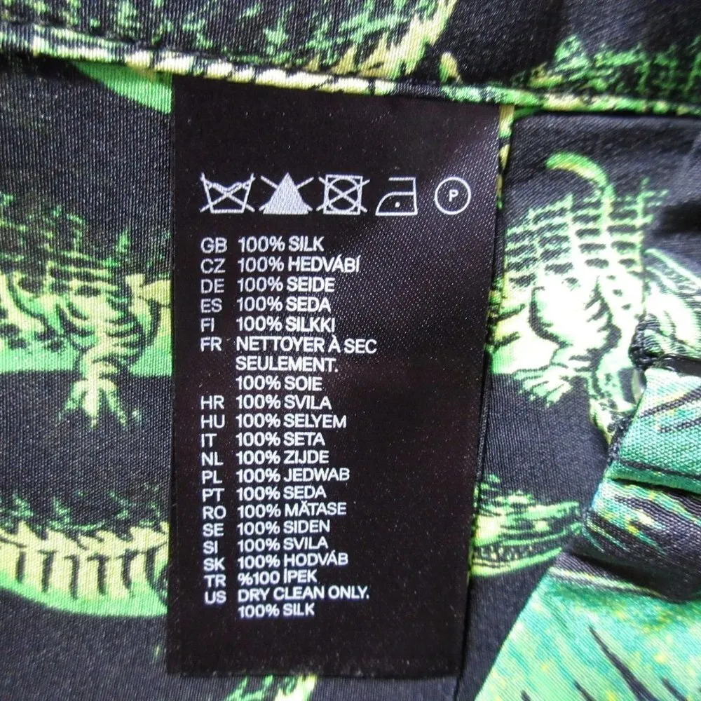 NWT H&M x Versace Palm Pleated Mini in Crocodile Palm Print Silk A-Line Skirt 6 - Image 5