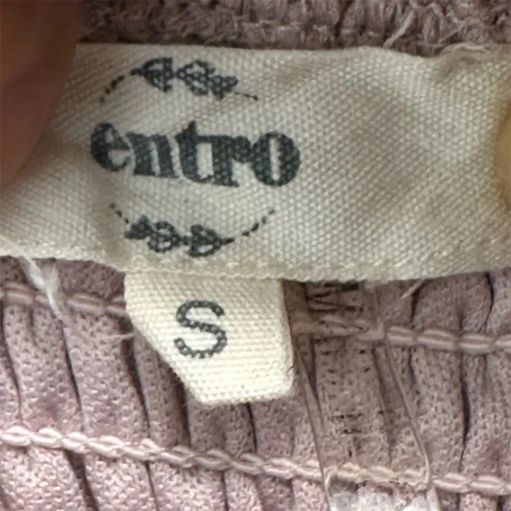 Womens Pink Polka Smocked Dress Sheer Sleeve Ruffle Hem‎ Coquette Cottagecore S - Image 3