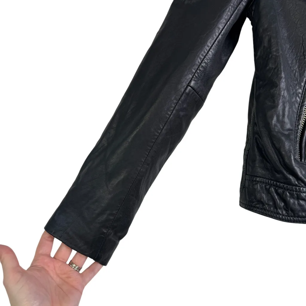 NEW Treasure & Bond NWT Size Medium 100% Leather Biker Jacket Coat Semi-Cropped - Image 3