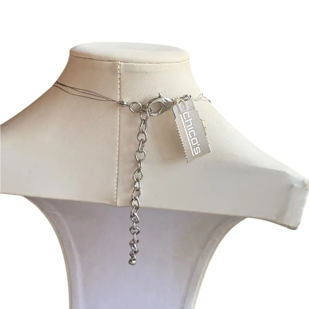 Chico's Silver and Pastel Multi-Bead Necklace - Image 4
