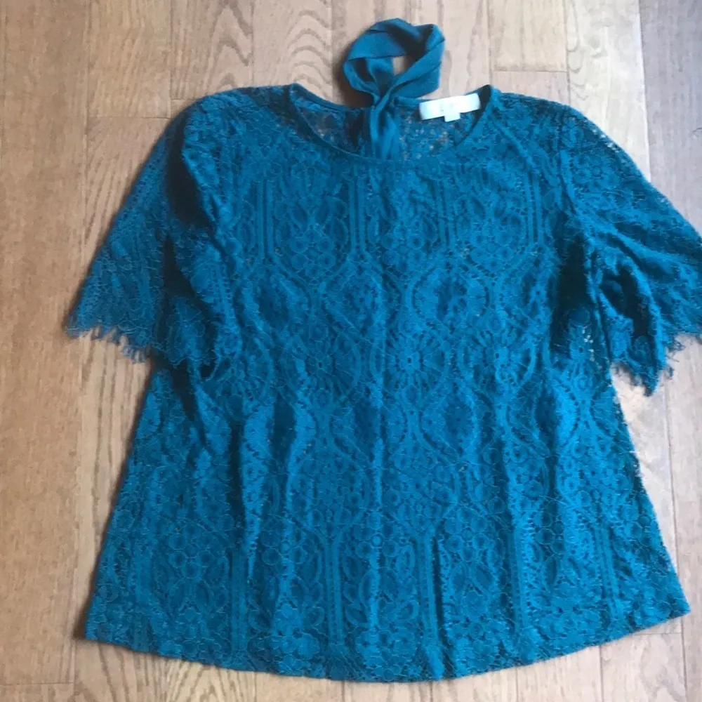 LOFT hunter green lace blouse - Image 2