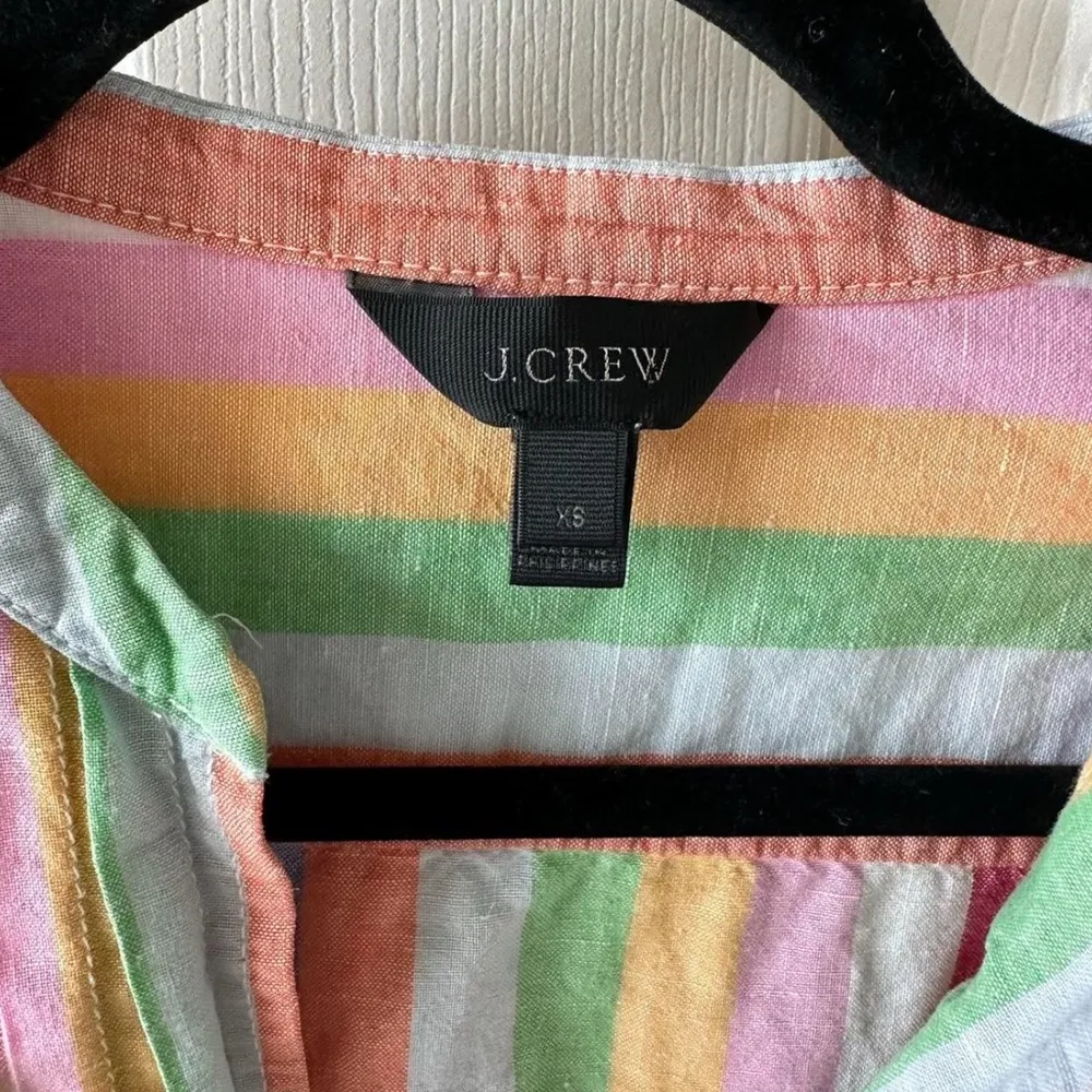 J.Crew Rainbow Stripe Linen Dress Xs - Image 2