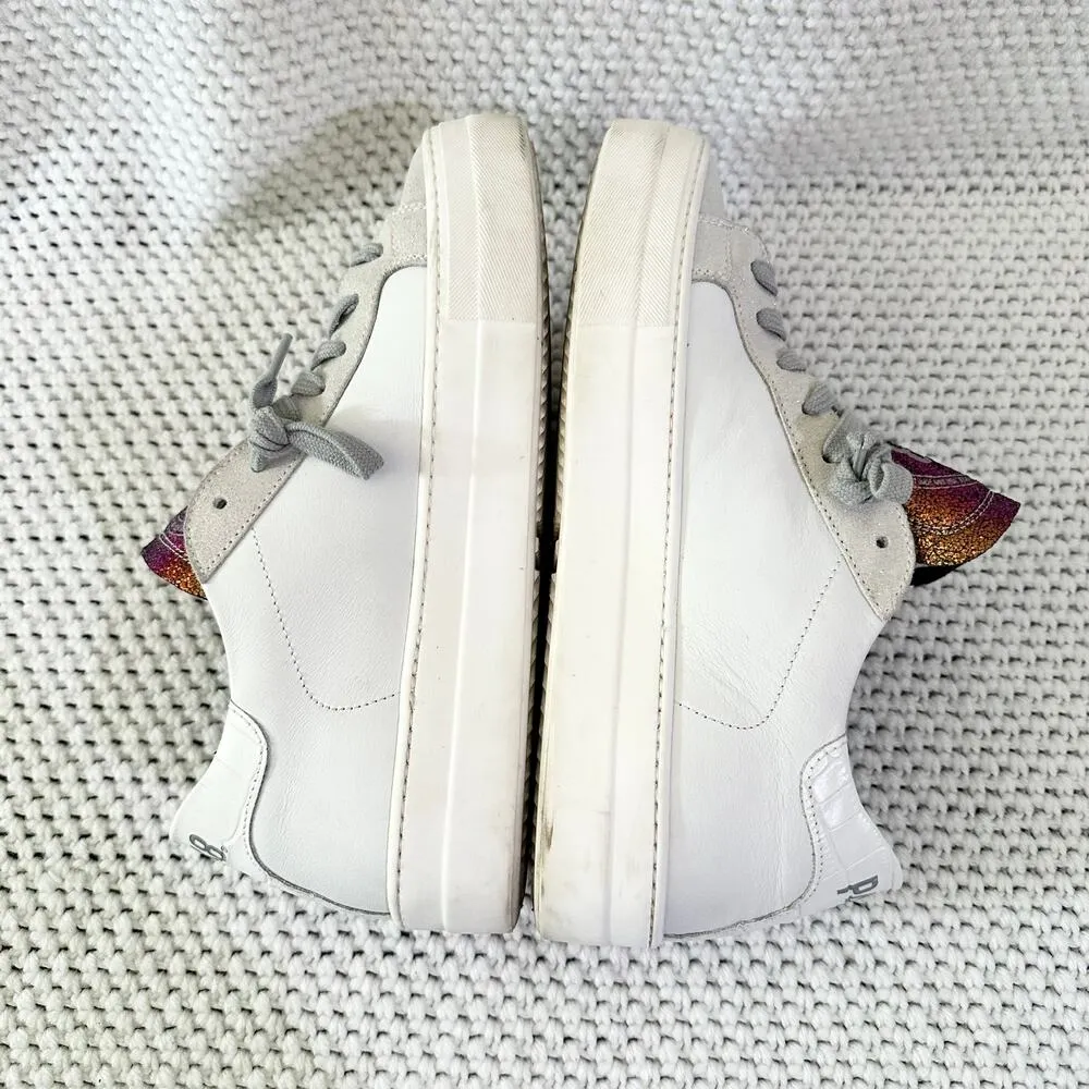 P448 Thea Rainbow Tongue White Platform Low Top Sneakers Women 38 Made in Italy - Image 8