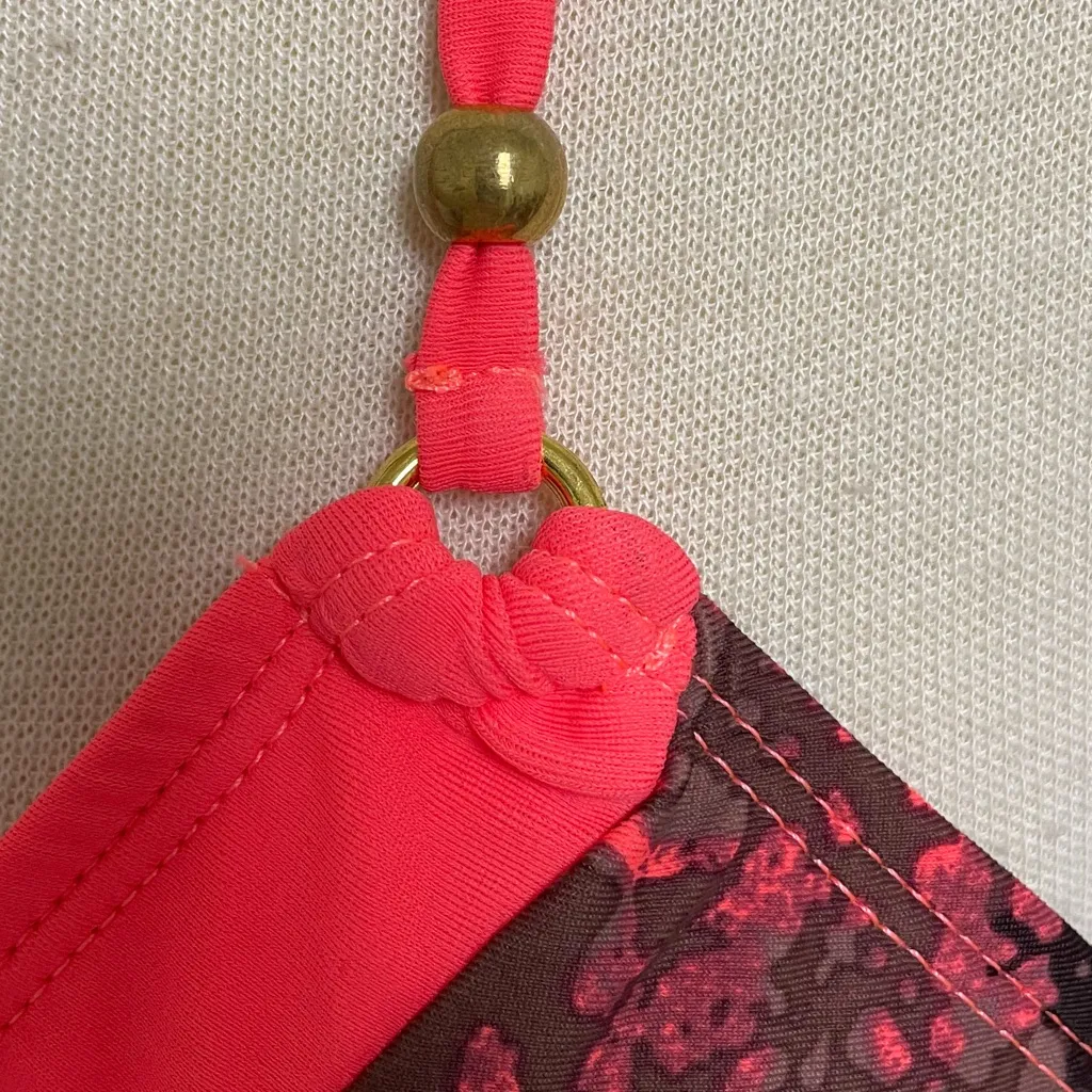 Quintsoul Beastie Girl Triangle Bikini Halter Top Fluorescent Splatter Medium Orange Size undefined - Image 12