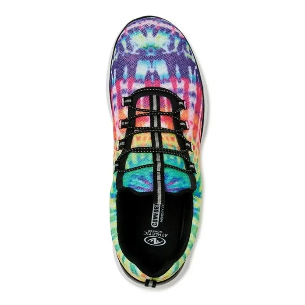 Tye dye rainbow Athletic Works Women's Bungee Slip-On Sneakers nwt 6.5 - Image 2
