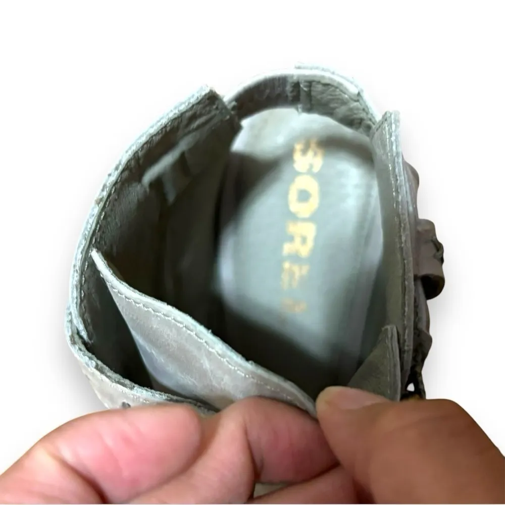 Sorel Gray/Taupe Buckle Nadia Leather Heeled Sandal - Size 10 - Image 5