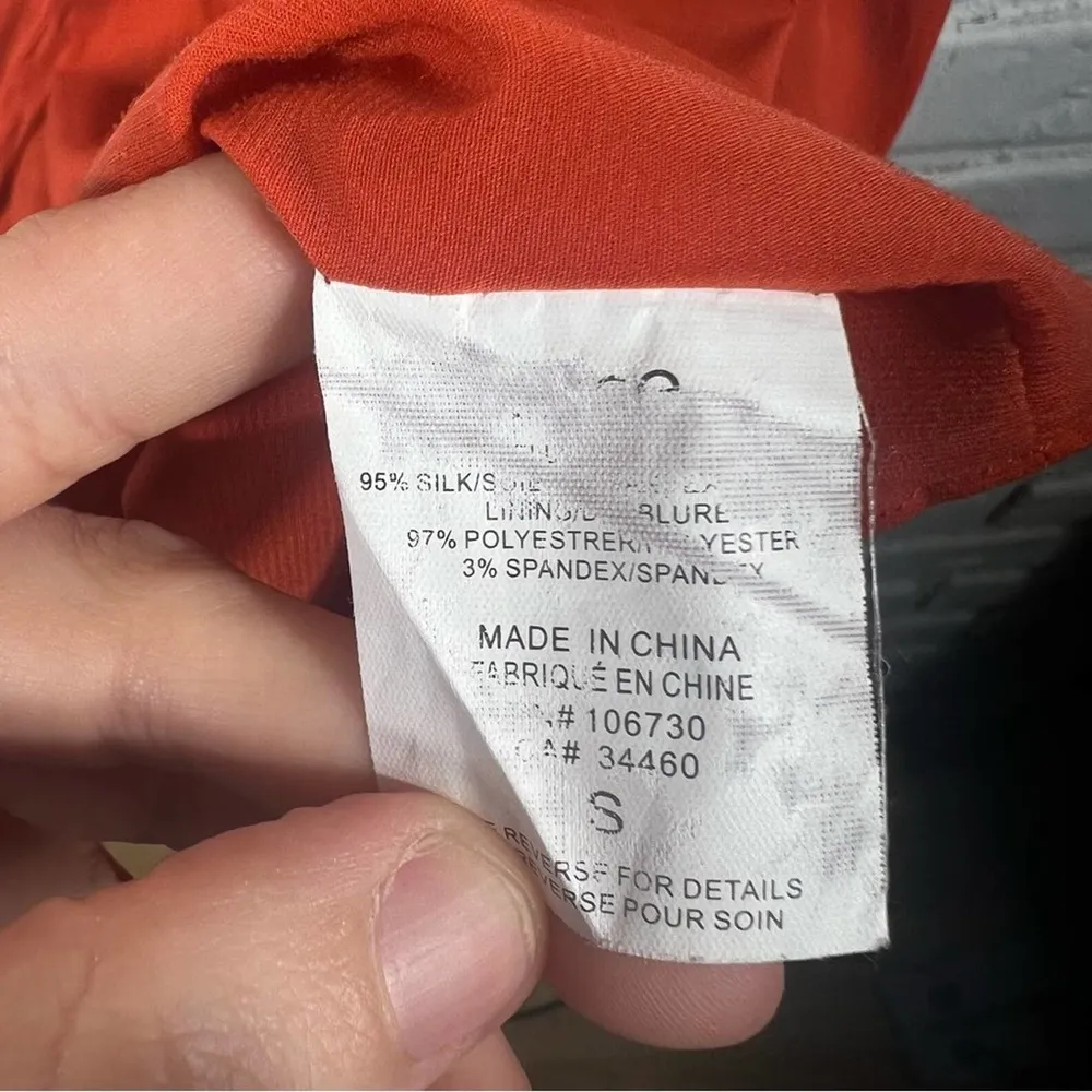 Vince Silk Blend Orange Mini Dress Size Small - Image 5