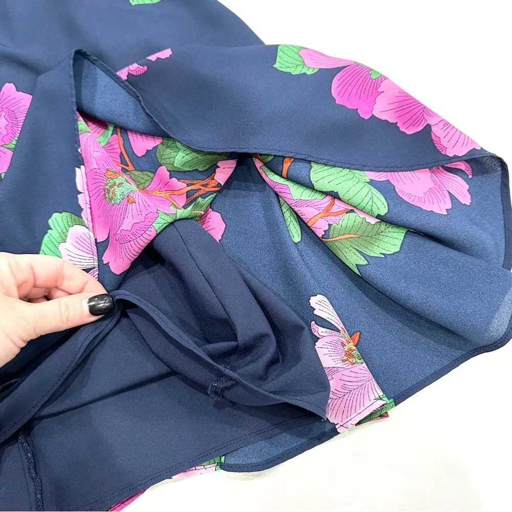 NWOT Nanette  Navy Blue Button Down Belted Floral Dress - Image 5