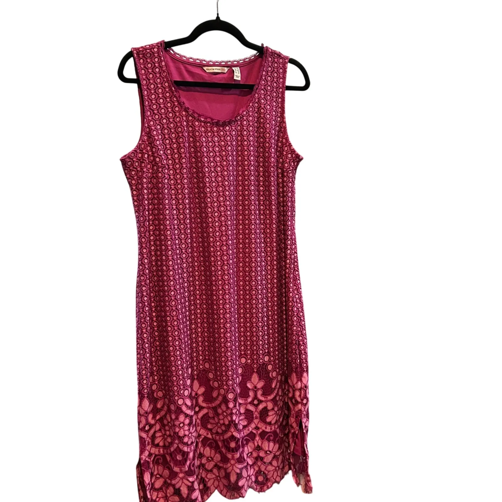 Isaac Mizrahi Live! Sleeveless Dress Pink Lace Trim Party Cocktail‎ MP - Image 3