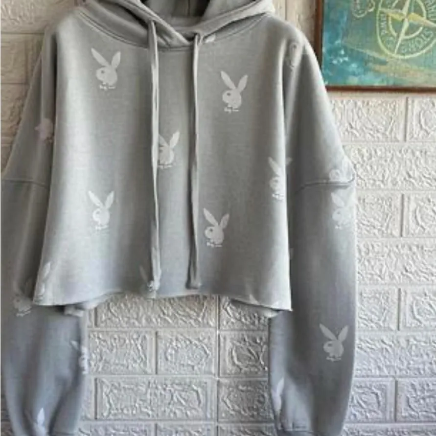 Gray & White Playboy Hoodie - Image 4