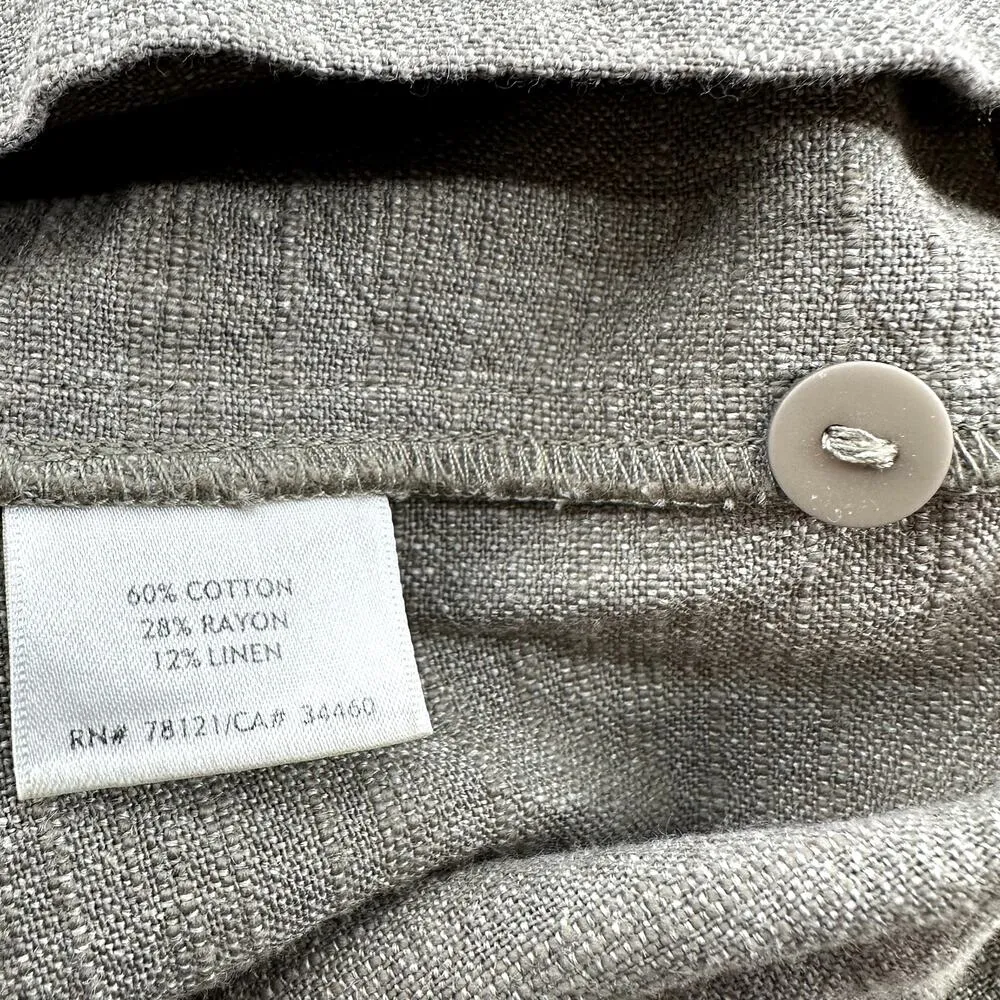 Eileen Fisher Wide Leg Linen Pants Cotton Pockets High Waisted Office Beige M - Image 4