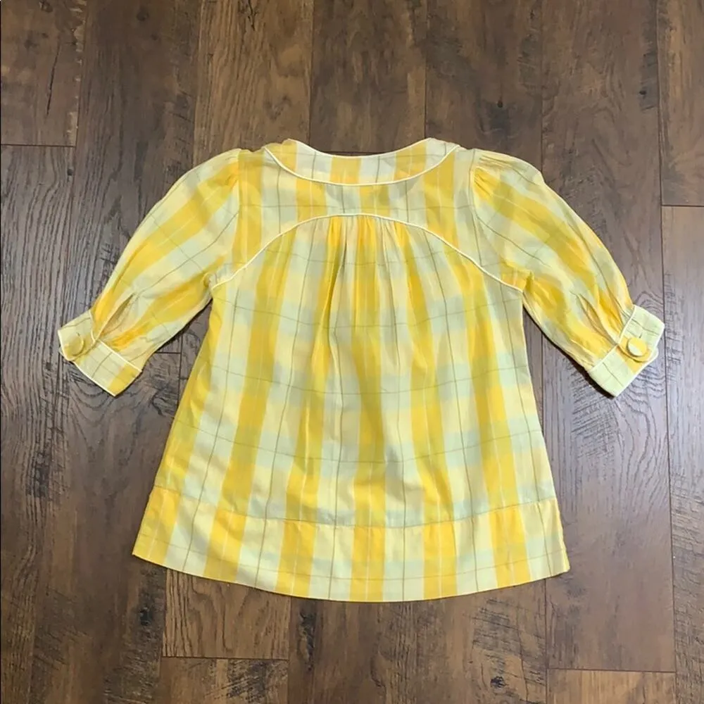 Fcuk jeans yellow plaid pullover top Size 2 - Image 4