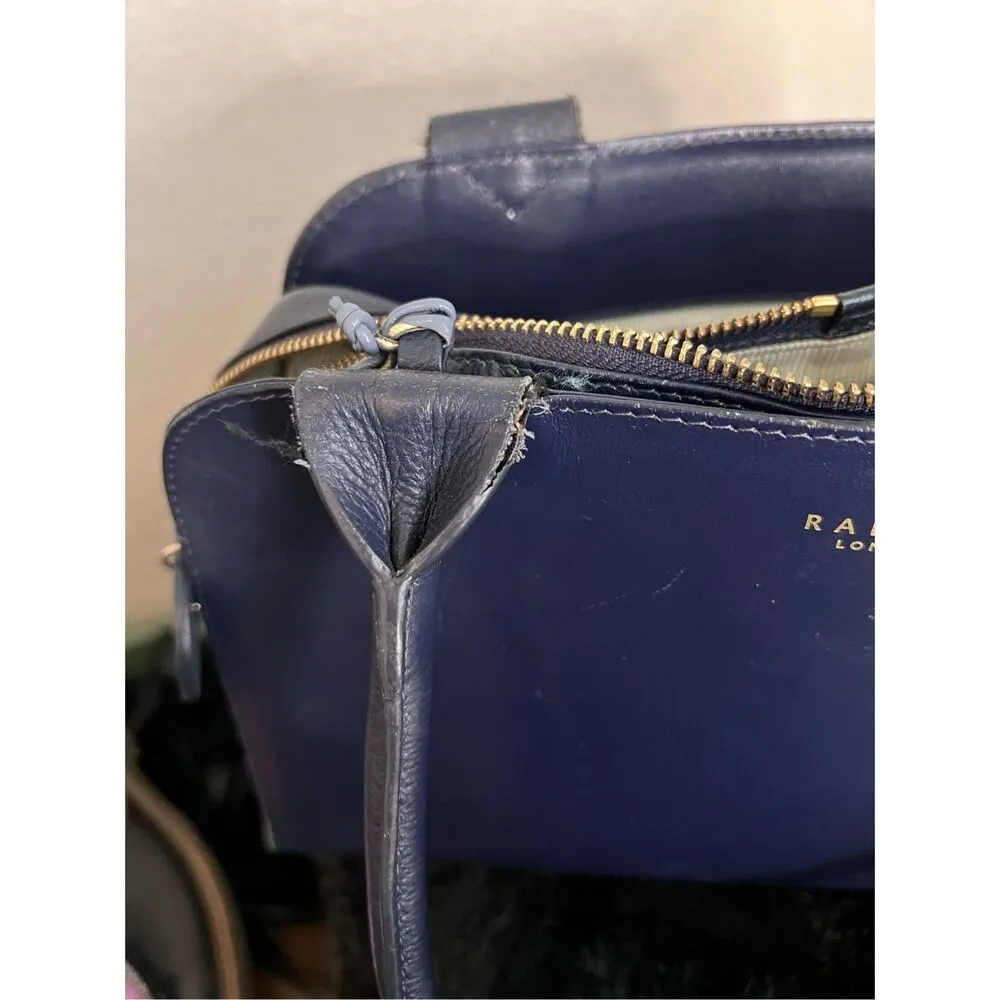 RADLEY LONDON "Millbank" Ink Blue Leather Zip Zip Shoulder Tote Bag - Image 10