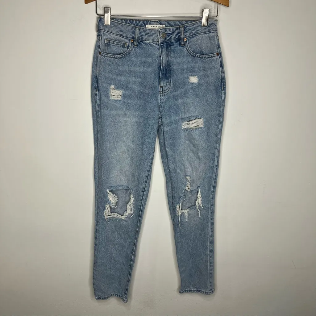 Pacsun destroyed distressed mom‎ jeans women’s size 26 trendy high rise casual - Image 2