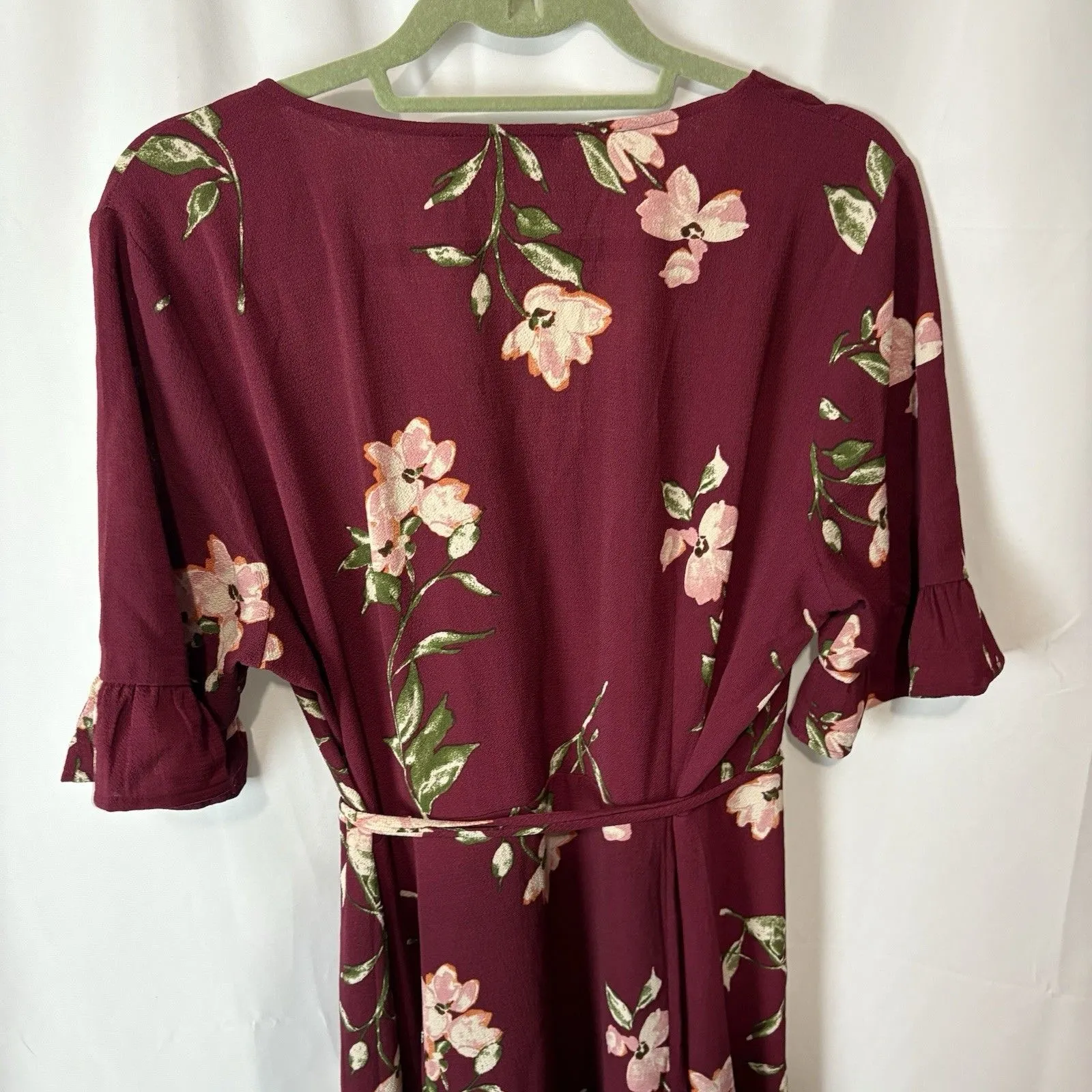 Lulus September Sunsets Burgundy Floral Print Wrap Maxi Dress Medium Event Red Size XL - Image 9