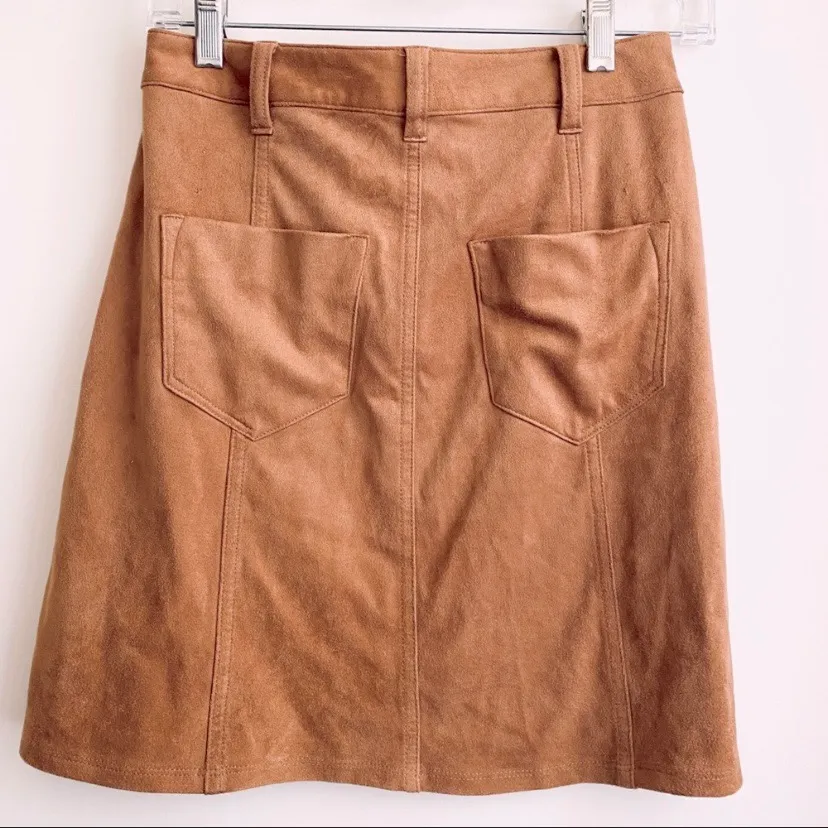 Mossimo Supply Co Tan Faux-Suede Buttoned Skirt - Image 2