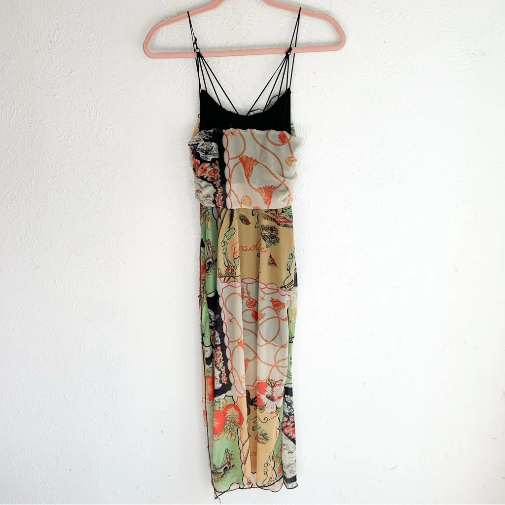 Urban Outfitters Wild Side Mesh Slip Dress California Map print sz Small - Image 3