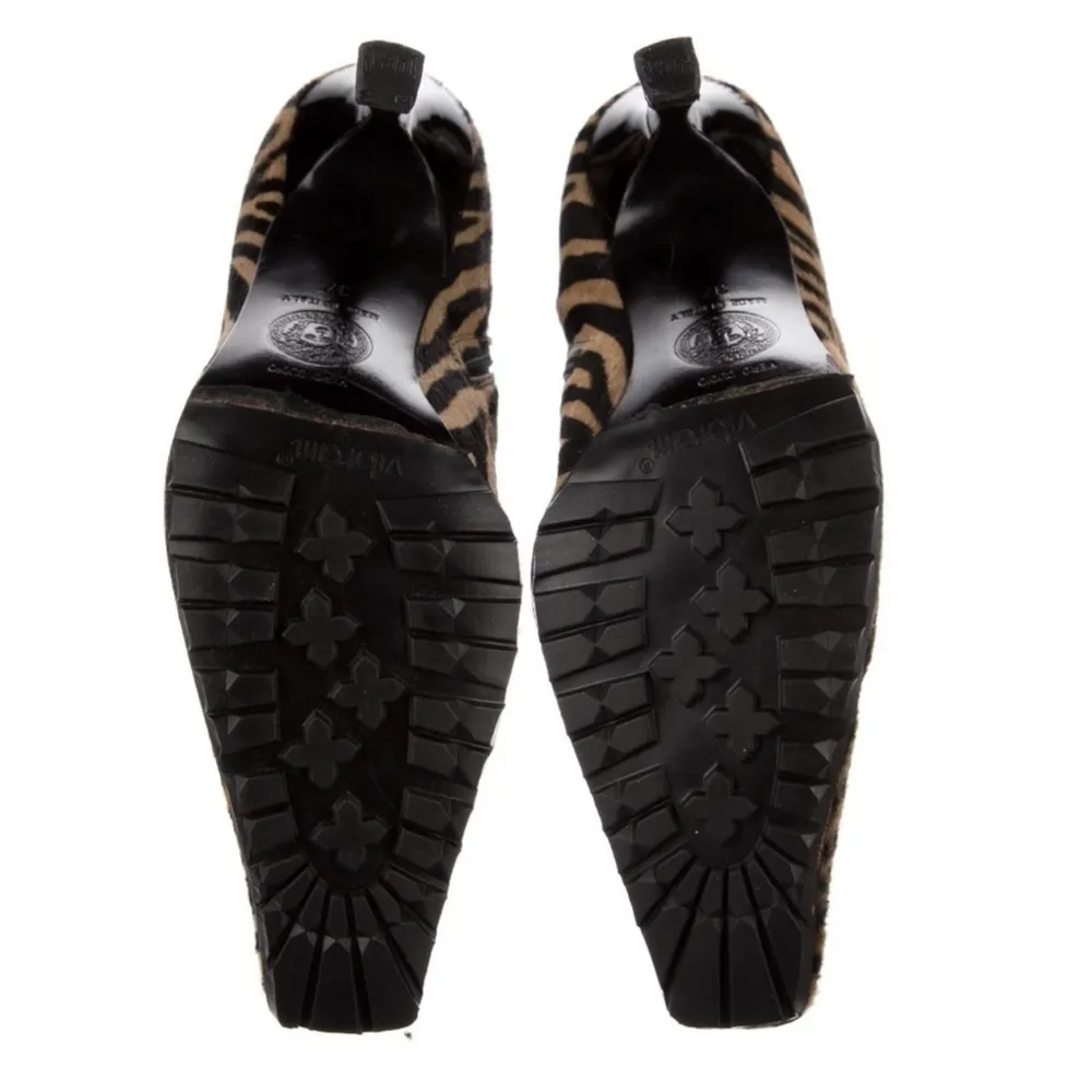 GIANNI VERSACE Iconic Y2K Zebra Ponyhair Stiletto Heel Ankle Boots EU 37 - Image 7