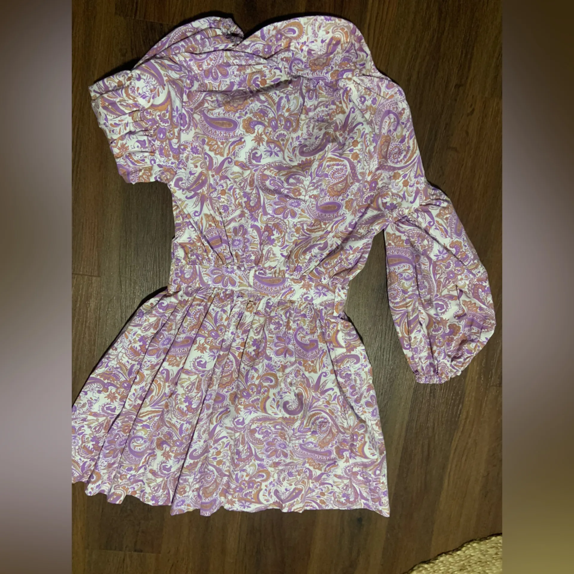 lusana Lola Collared Dress Crystal Paisley purple boho designer party revolve Size 2 - Image 9