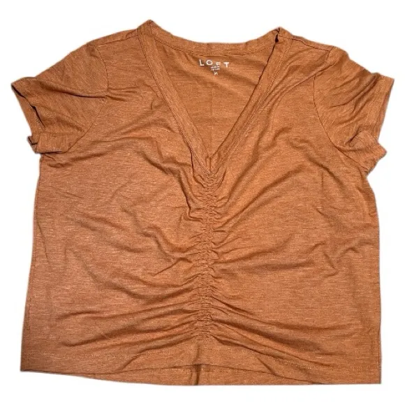 Loft Bundle: 2  Ruched Crop Tops 1 x Rust, 1 x Dark Gray Size Medium - Image 2