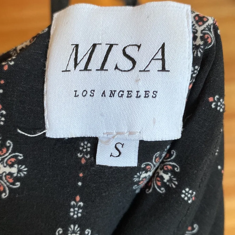 MISA Los Angeles Neily Printed V-Neck Flounce Mini Dress Blouson Tie Back Kimono - Image 14