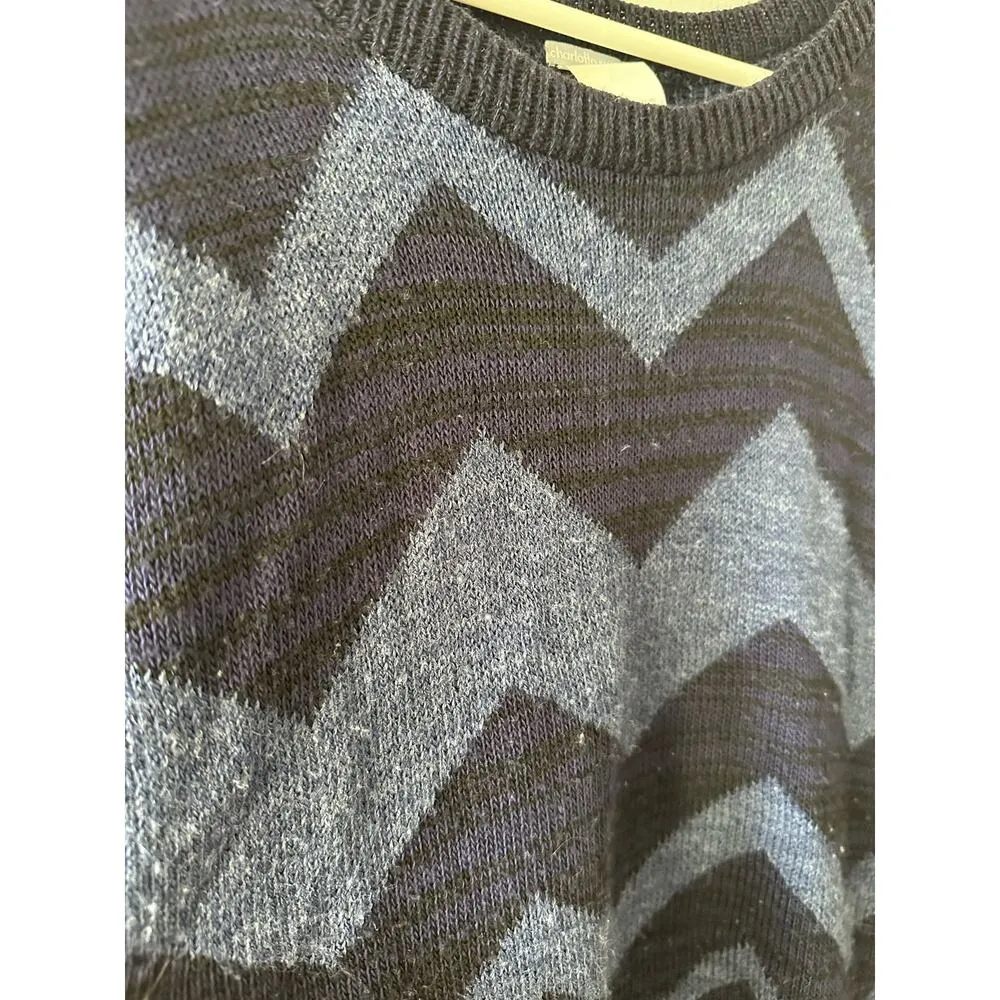 Charlotte Russe Sweater Women's Small Blue Chevron Knit Tunic Y2K Academia - Image 2
