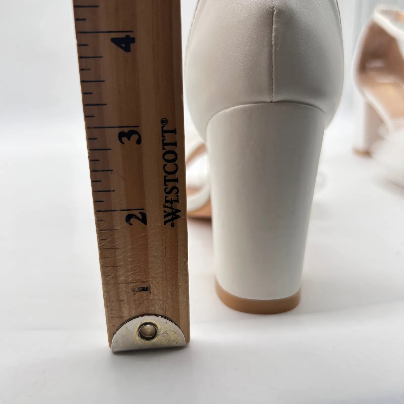 Allegra K Sandal Heels Womens 6.5 White Bow Ankle Strap Block Heel Party Wedding - Image 5