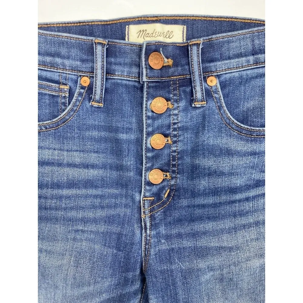 *Madewell 10" High-Rise Skinny Crop Jeans Womens Size 25 Button Fly Raw Hem - Image 3
