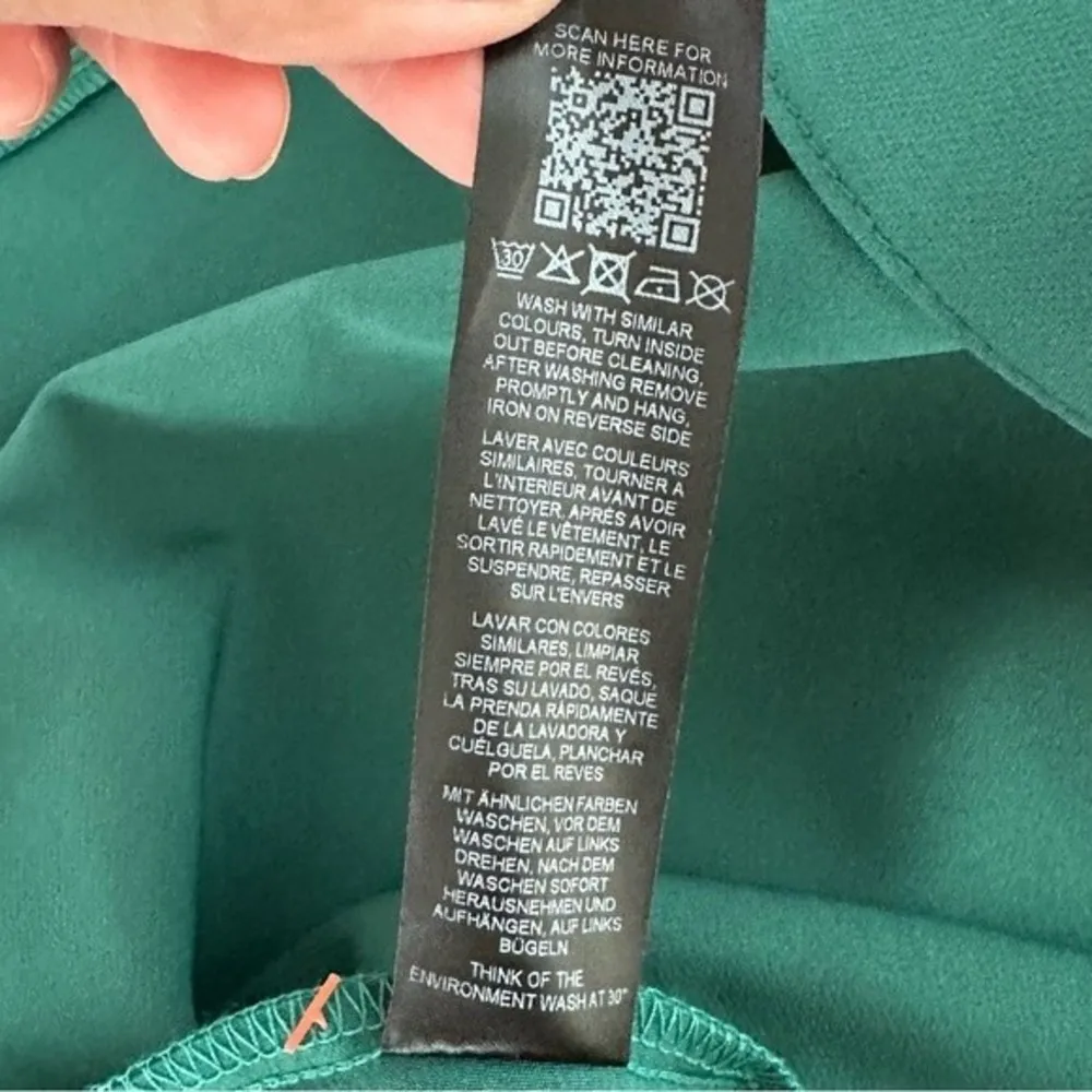 ASOS Design Long Sleeves Plunge Pleat Front Midi Dress in Dark Green NWT | 14 - Image 15