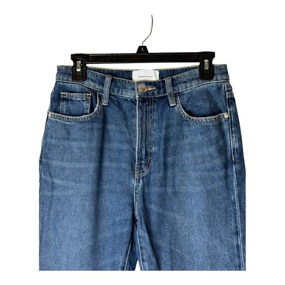 Current Elliott Jeans‎ Women 27 Blue Medium Wash Denim Raw Hem High Rise Cropped - Image 4