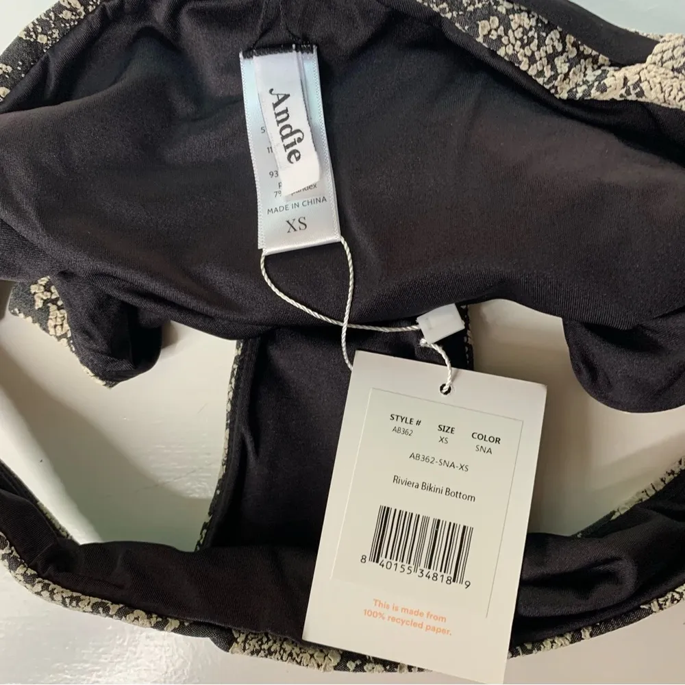 NWT Andie Riviera Bikini Bottom Textured Snakeskin - Image 3