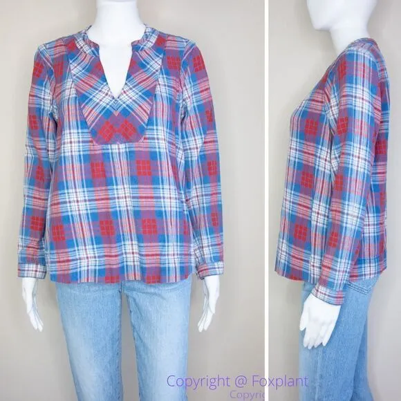 Madewell Indigo-Dyed Popover Shirt in‎ Casey Plaid, size M - Image 3