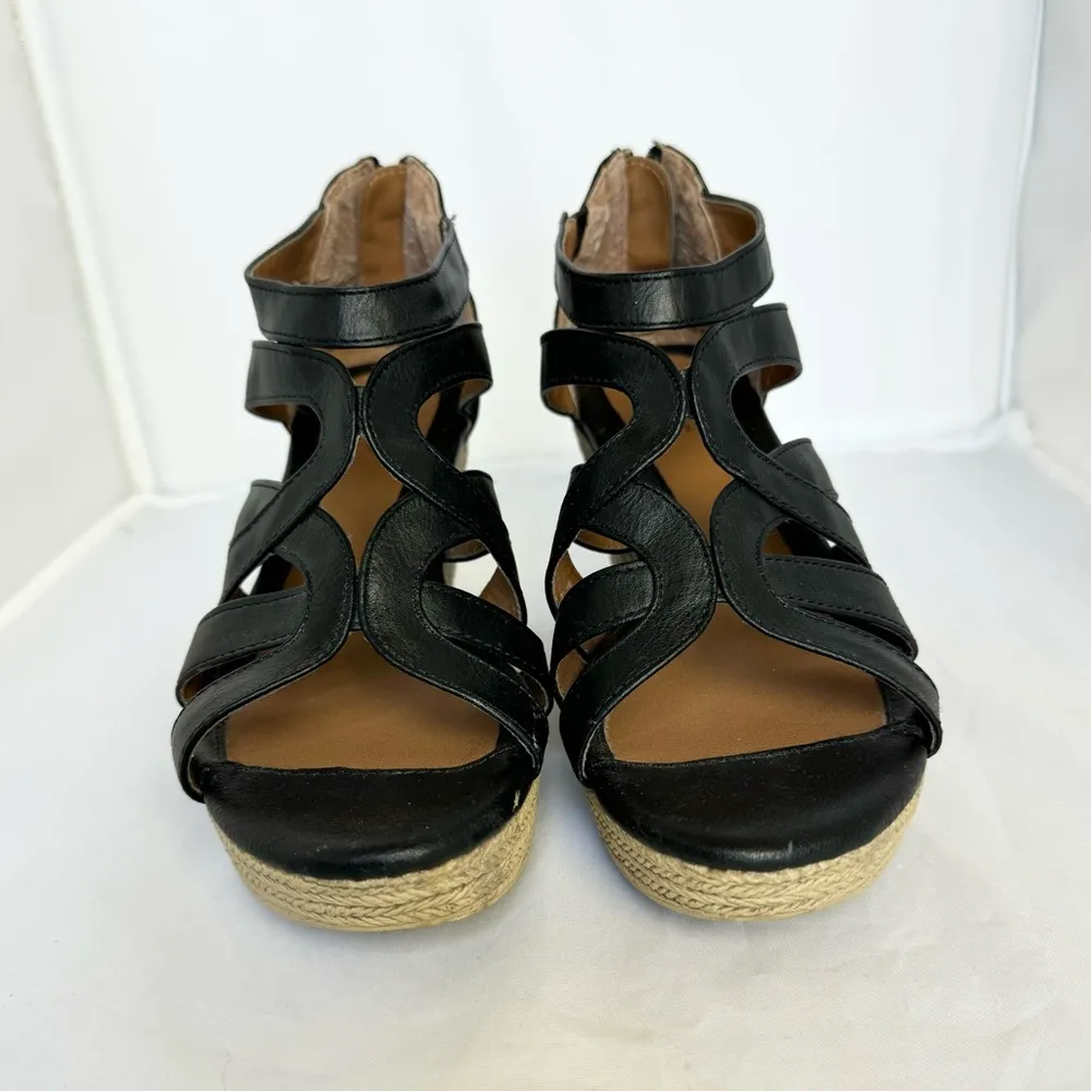 Jaclyn Smith Abby Boho Espadrille Wedge Zip Retro 70s Style Sandals Shoe Sz 6.5 - Image 3