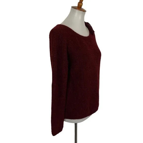 Sézane Sweater Small Maroon Mohair Alpaca Blend Bow Shoulder - Image 4