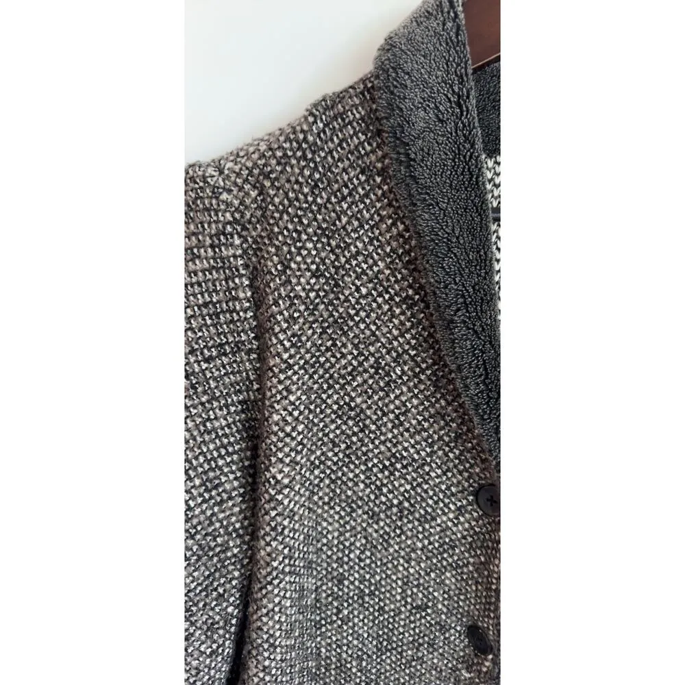 J Jill Sweater Cardi Coat Size XS Faux Fur Warm Cozy Midi Length Brown - Image 11