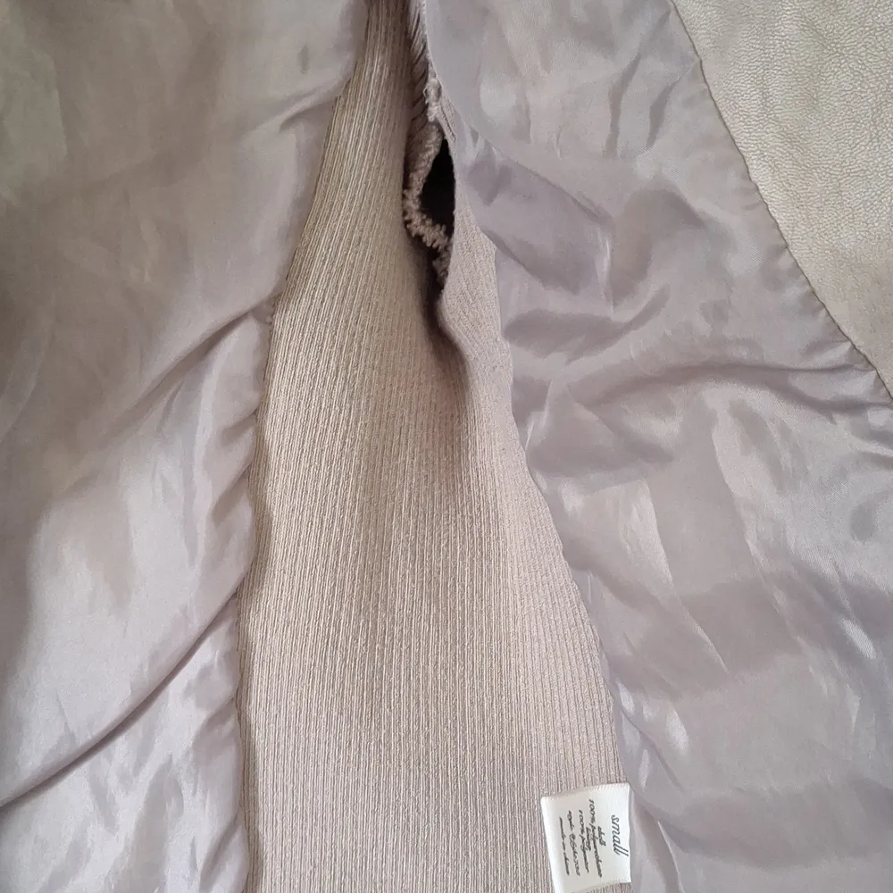 Miami faux suede motto taupe asymmetrical jacket with zipper closure size S - Image 7