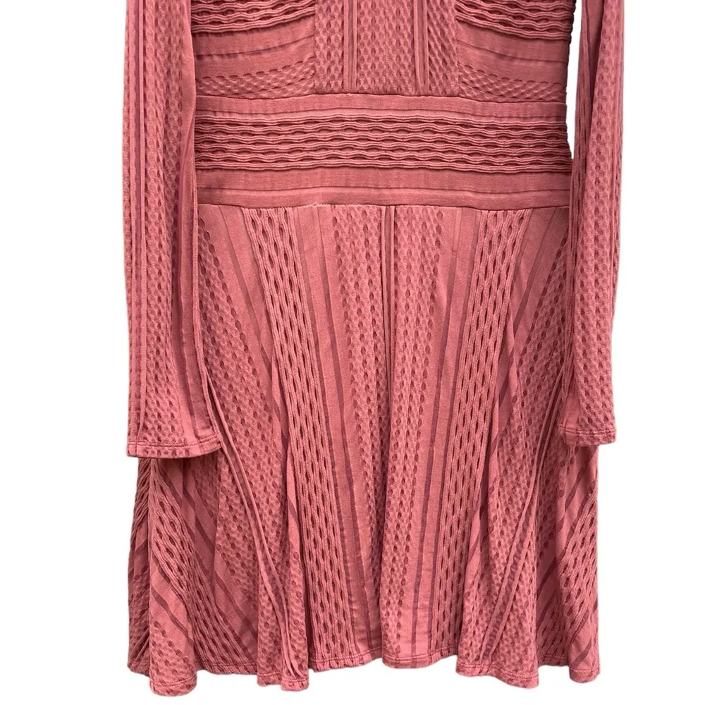 BCBG Kinley Long Sleeve V Neck A-Line Dress Pink Dark Blush Lined Size XS - Image 6
